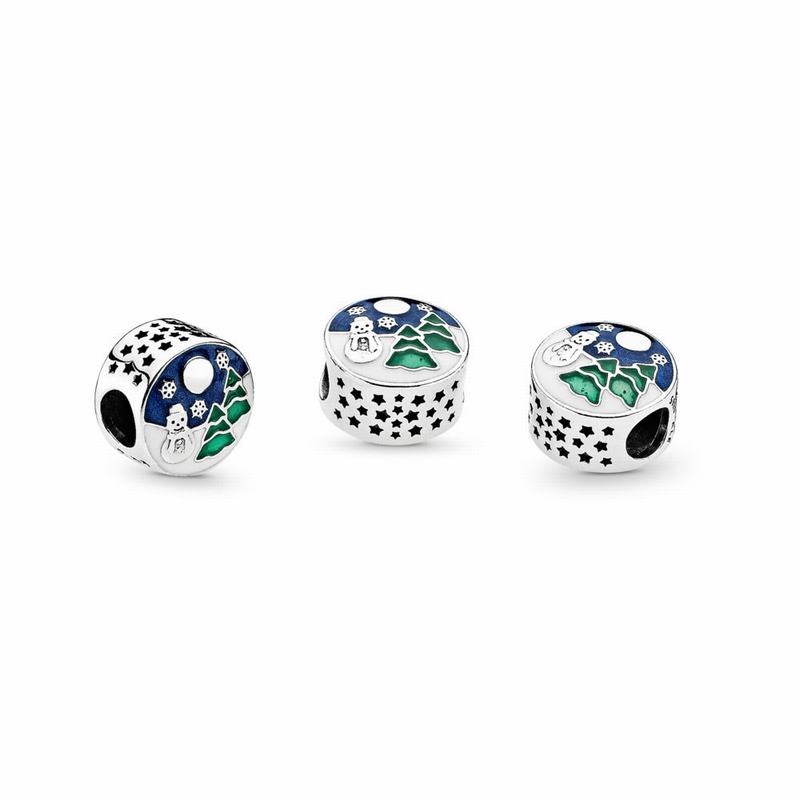 Pandora Snowy Wonderland Charm Ireland - Sterling Silver/Enamel/Blue - 583069APN